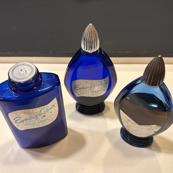 Evening In Paris Bottle Cobalt Blue/Blue Glass Lot Vintage 40s - Picture 3 of 9